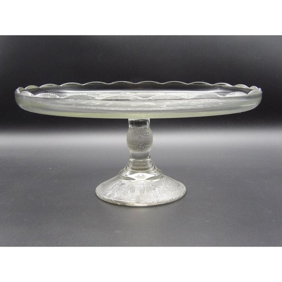 Vintage Jeannette Glass Co. Clear Depression Glass Cake Stand Harp Pattern 4 1/2 - Picture 2 of 10